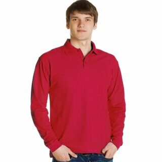 Рубашка Поло х/б с длинным рукавом красная Старк Коттон