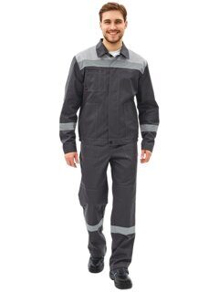 Костюм Липецк-1 СОП (куртка+брюки) темно-серый с светло-серым