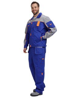 Костюм Союз-профессионал-1 (куртка+брюки) васильковый со светло-серым и оранжевым