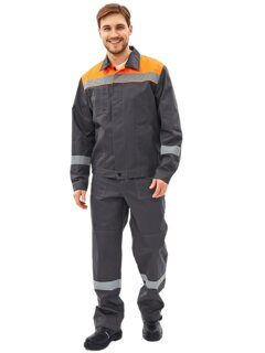 Костюм Липецк-1 СОП (куртка+брюки) темно-серый с оранжевым